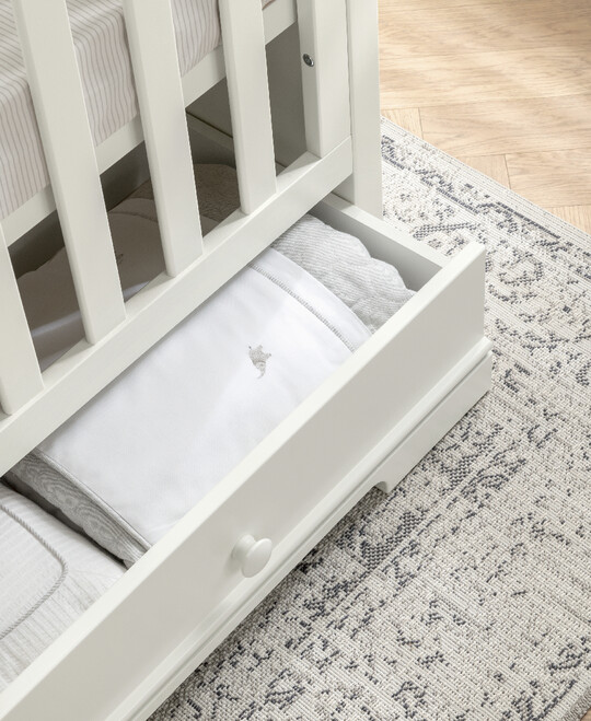 Oxford Wooden Cot & Toddler Bed with Storage - White image number 6