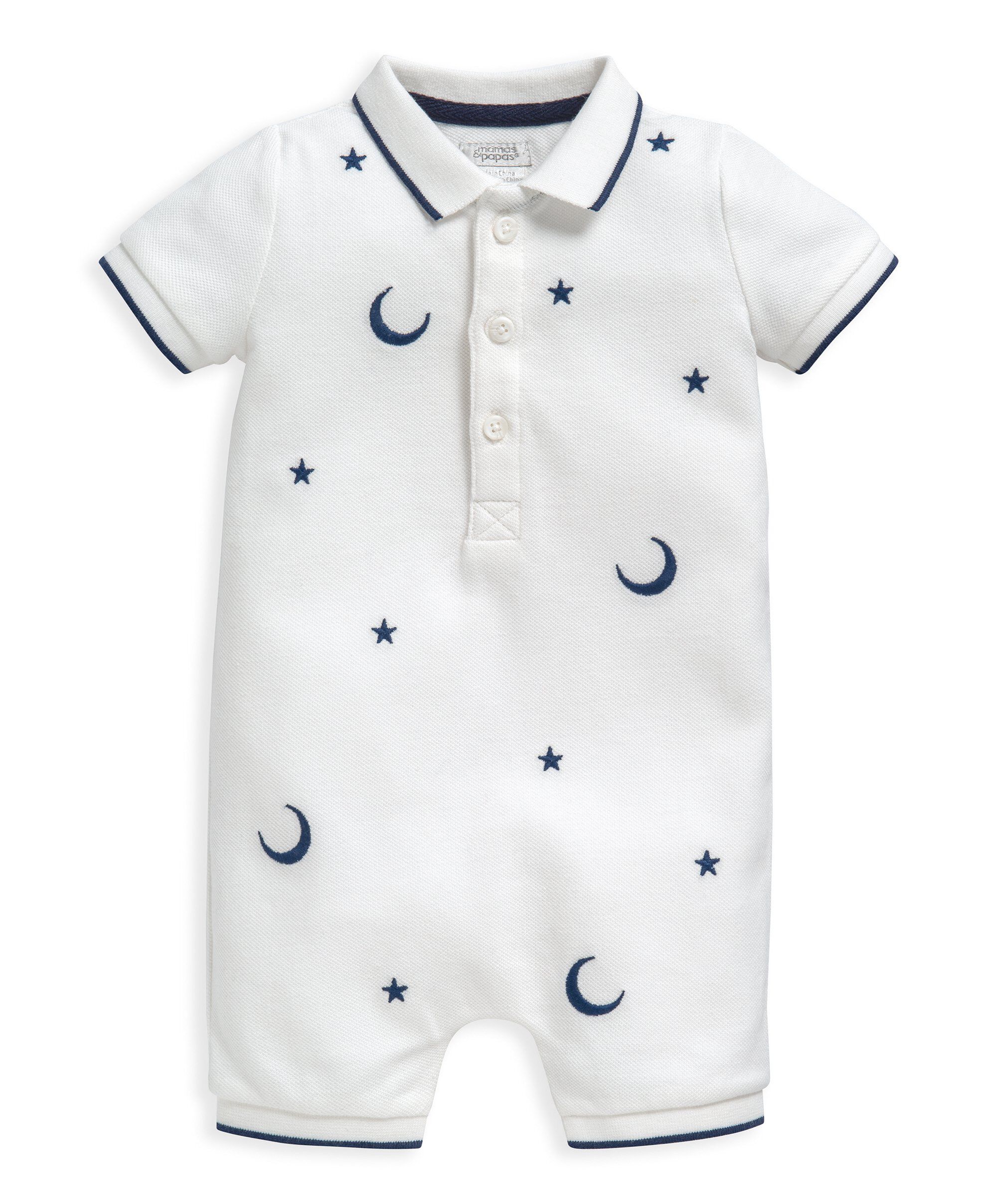 Embroidered Pique Romper image number 1