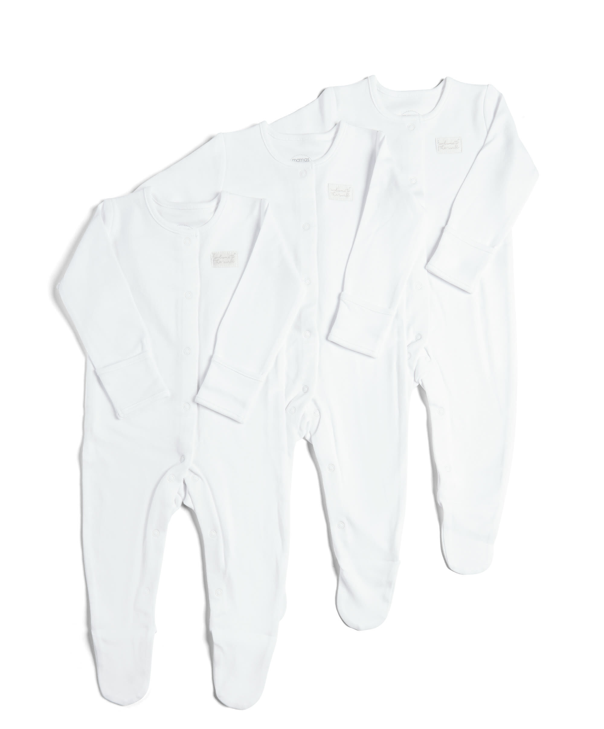 3 Pack of White Sleepsuits image number 1