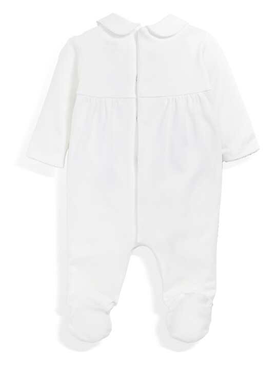 Supima Cotton Smock Detail All-In-One with collar White- 0-3 image number 4