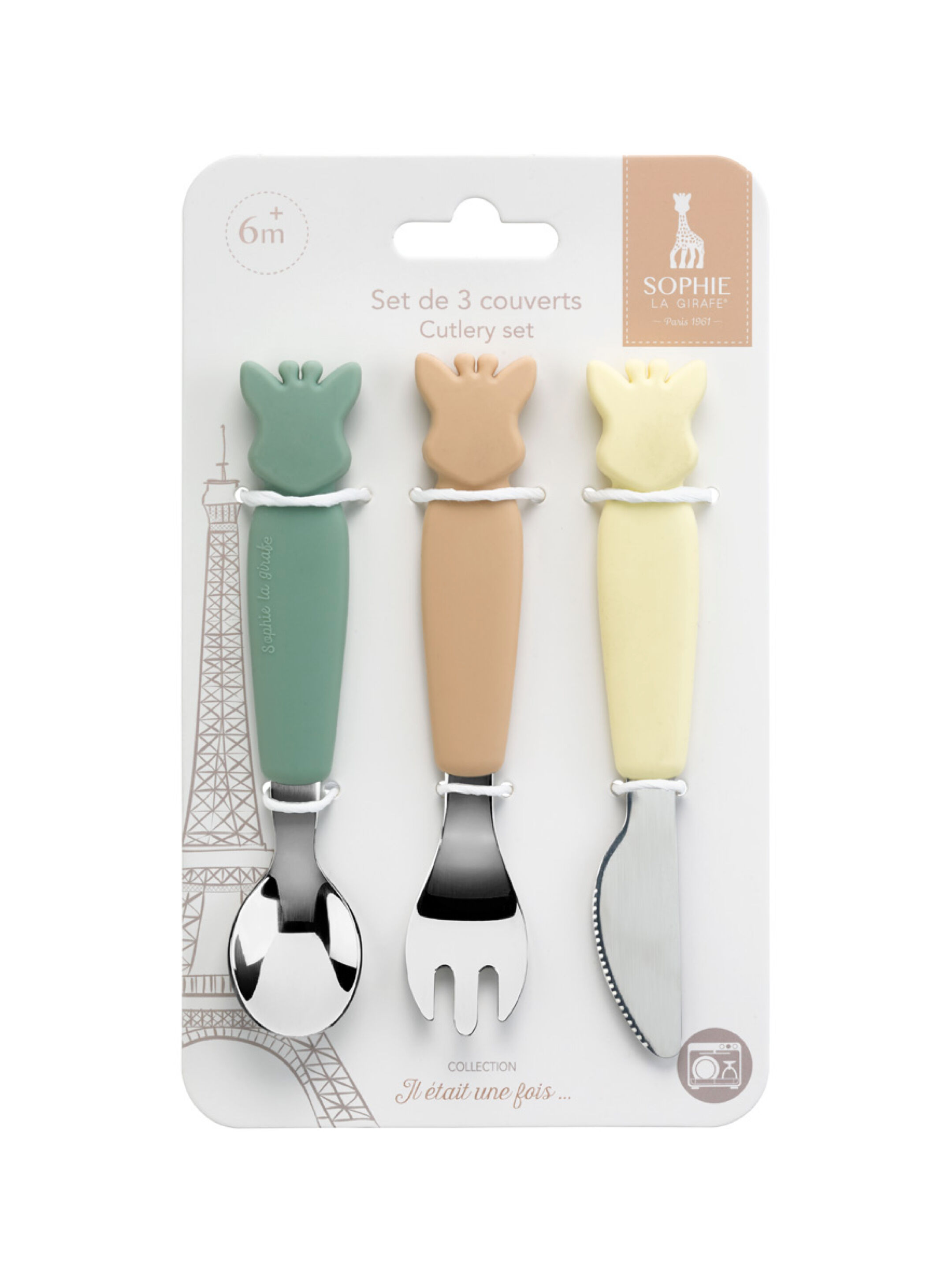 A set of 3 cutlery in ionx and silicone, for baby's first meals in autonomy!