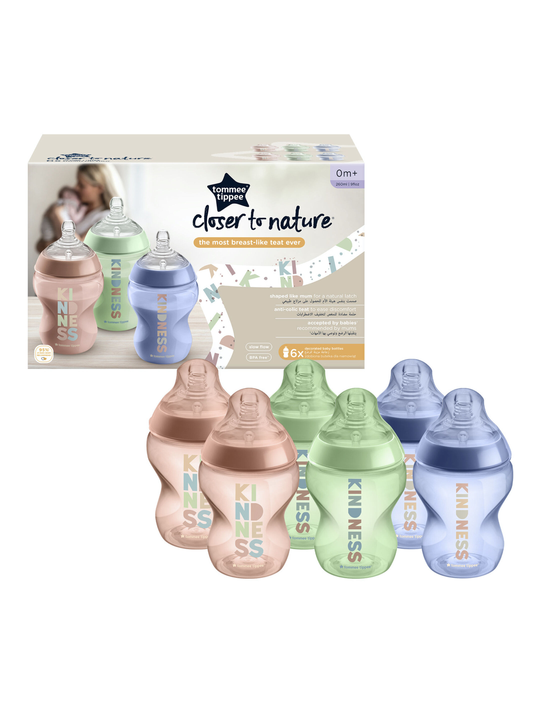 Tommee Tippee Closer to Nature 6 x 260ml Decorative Bottle image number 1