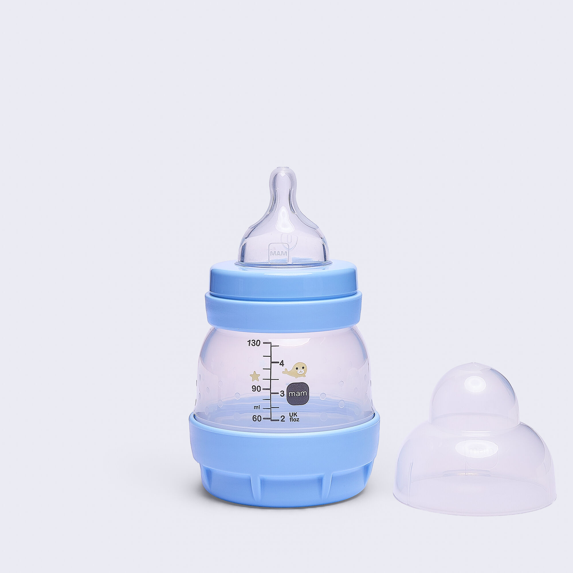 Mam Baby Easy Start Anticolic Silicone Bottle - 0 M+ | Sealife Blue - 130 Ml -  Pack of 1 image number 3