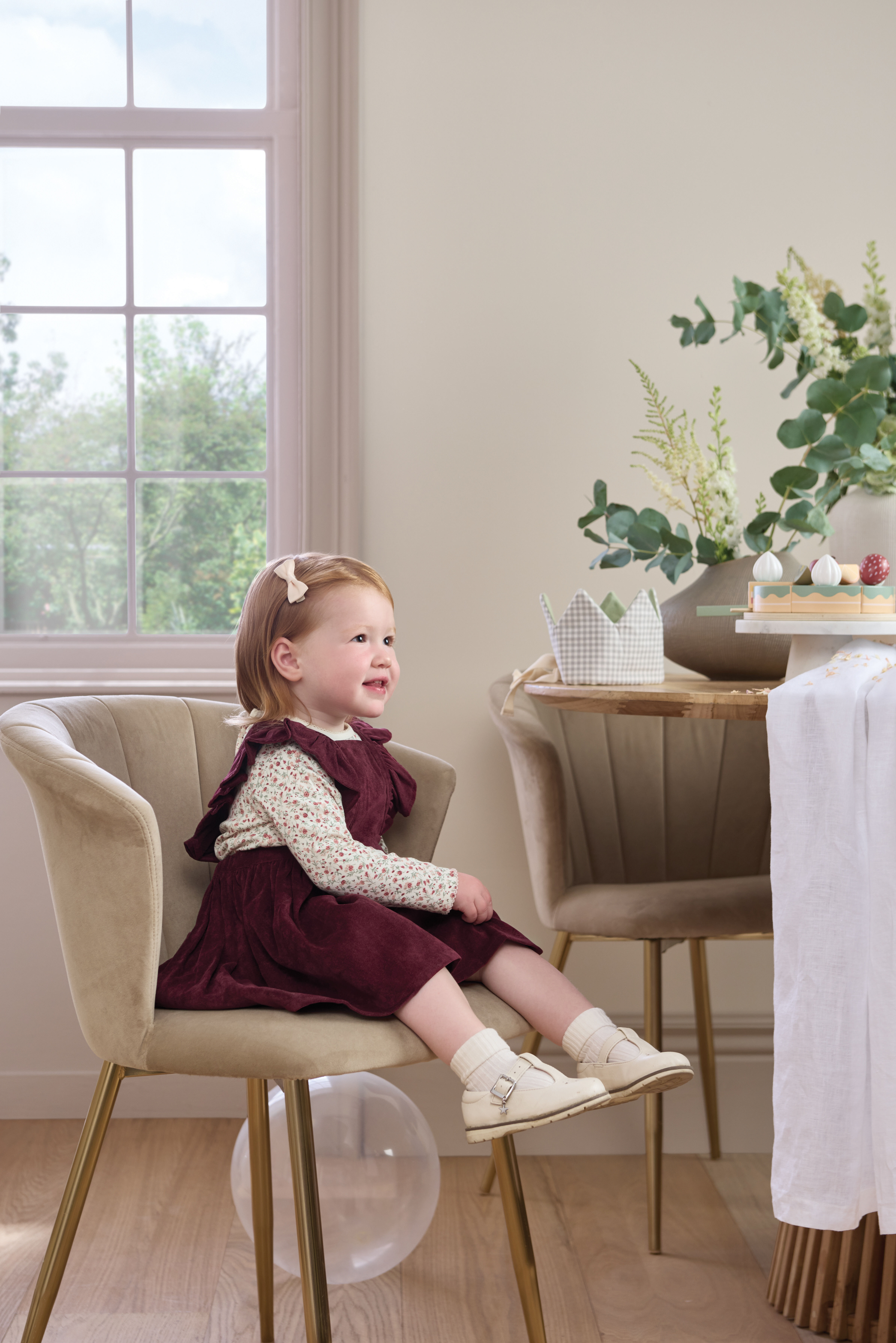 2 Piece Winter Ditsy Floral Bodysuit & Pinafore Dress Set image number 6