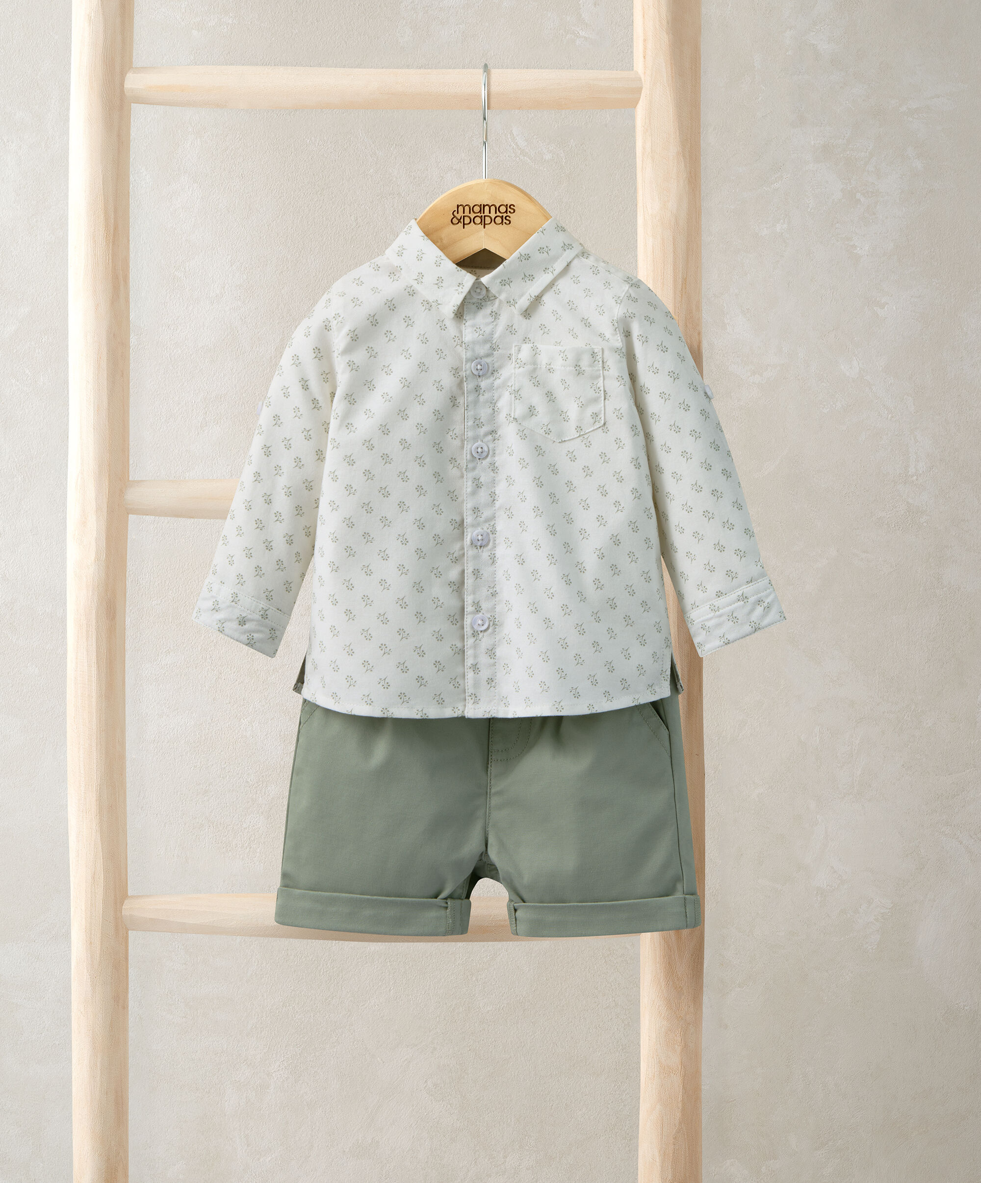 Stripped 2 Piece Suit - Khaki image number 1