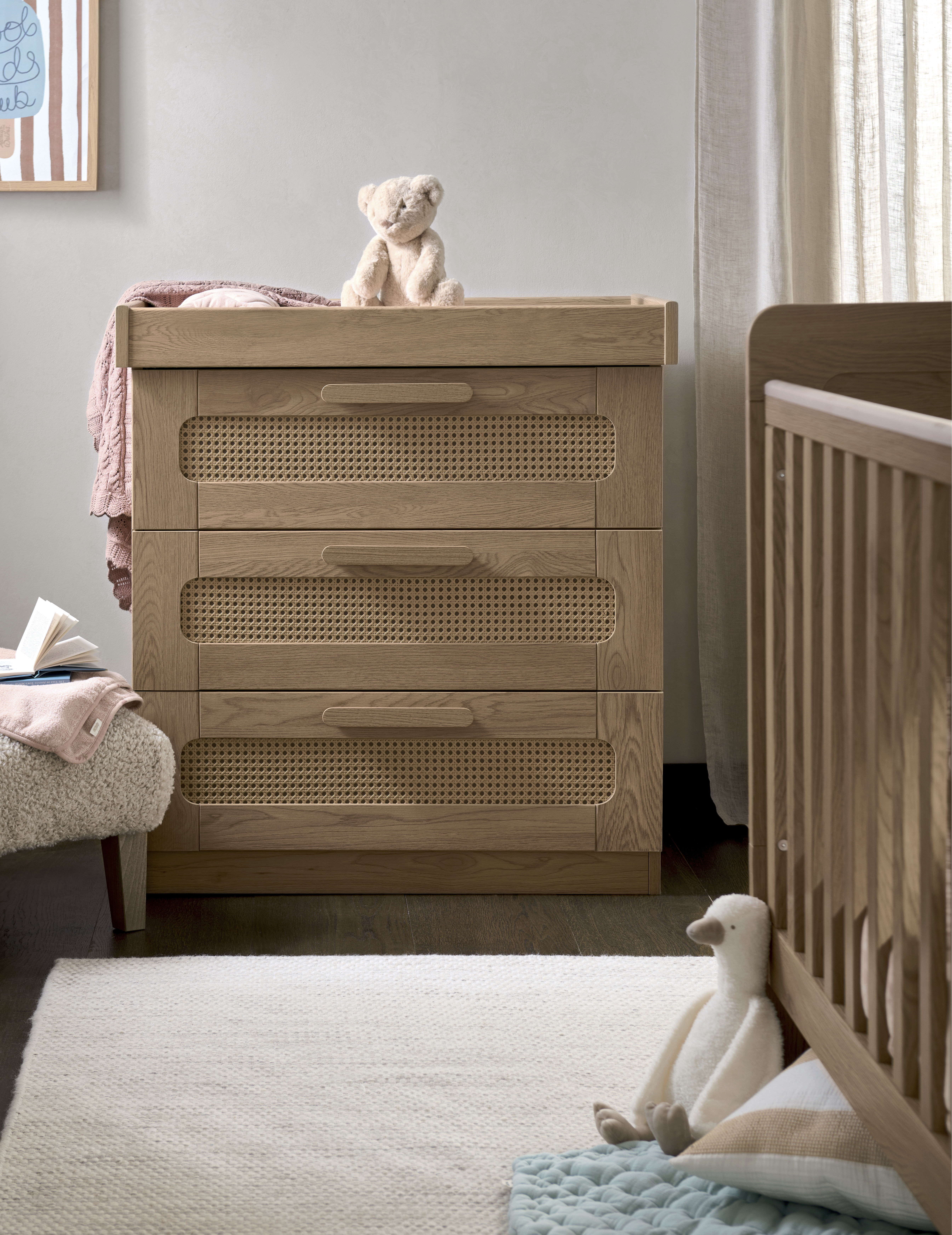 Esna 2 Piece Cotbed Set with Dresser Changer - Rattan image number 4