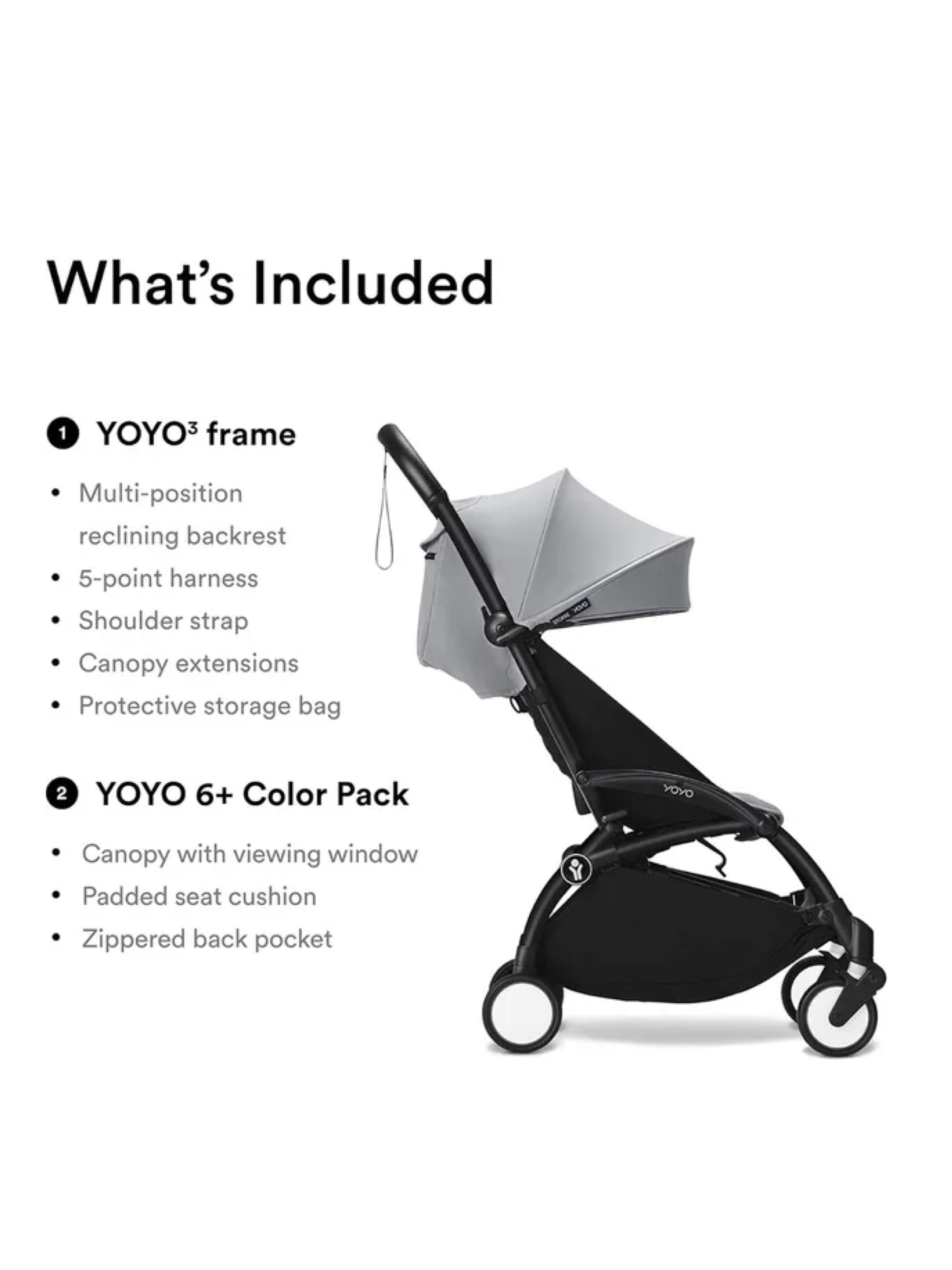 Stokke YOYO3 Black Frame with 6+ Color Pack Stone (2 Pieces) image number 3