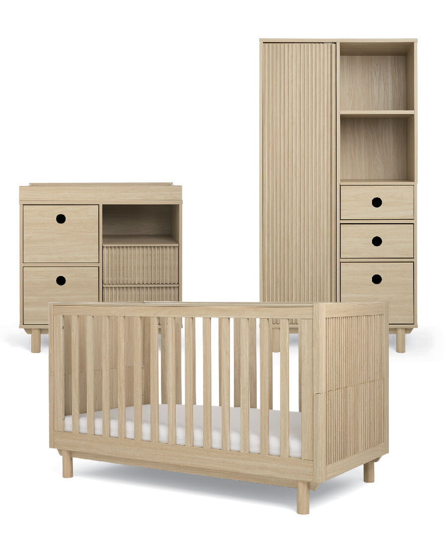 Oska 3 Piece Cotbed Set with Narrow Dresser Changer and Wardrobe- Oak image number 5