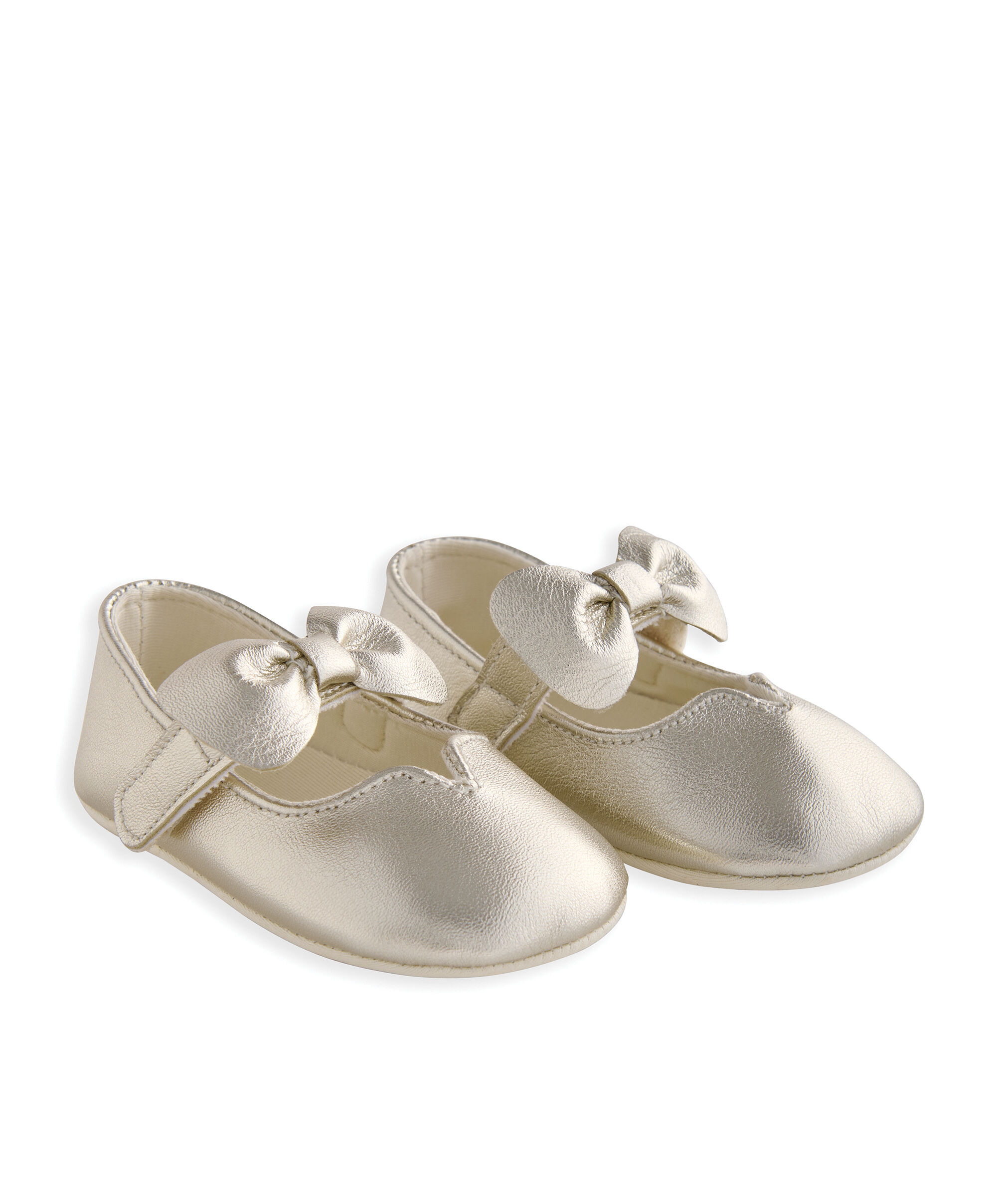 Bow Pram Shoes - Gold image number 2