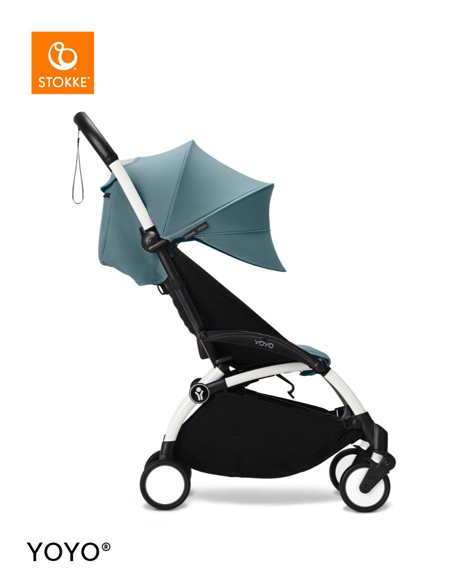 Stokke YOYO3 White Frame with 6+ Color Pack - Air France Blue & Cup Holder (3 Pieces)