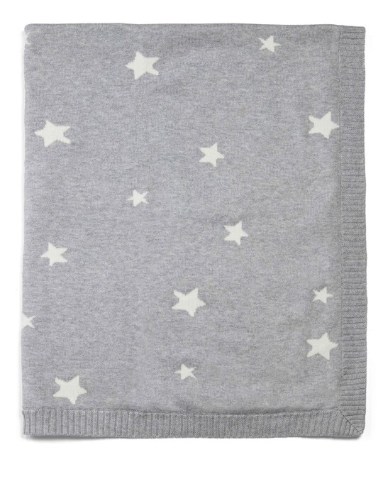 100% Cotton Knitted Blanket - Grey Star image number 2