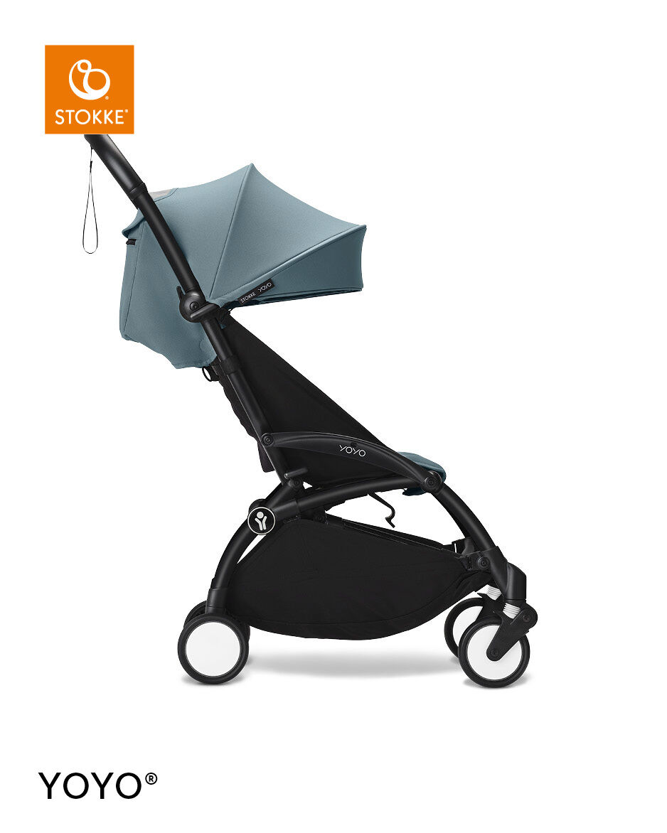 Stokke YOYO&sup3; Black Frame with 6+ Color Pack &ndash; Air France Blue & Cup Holder (3 Pieces)