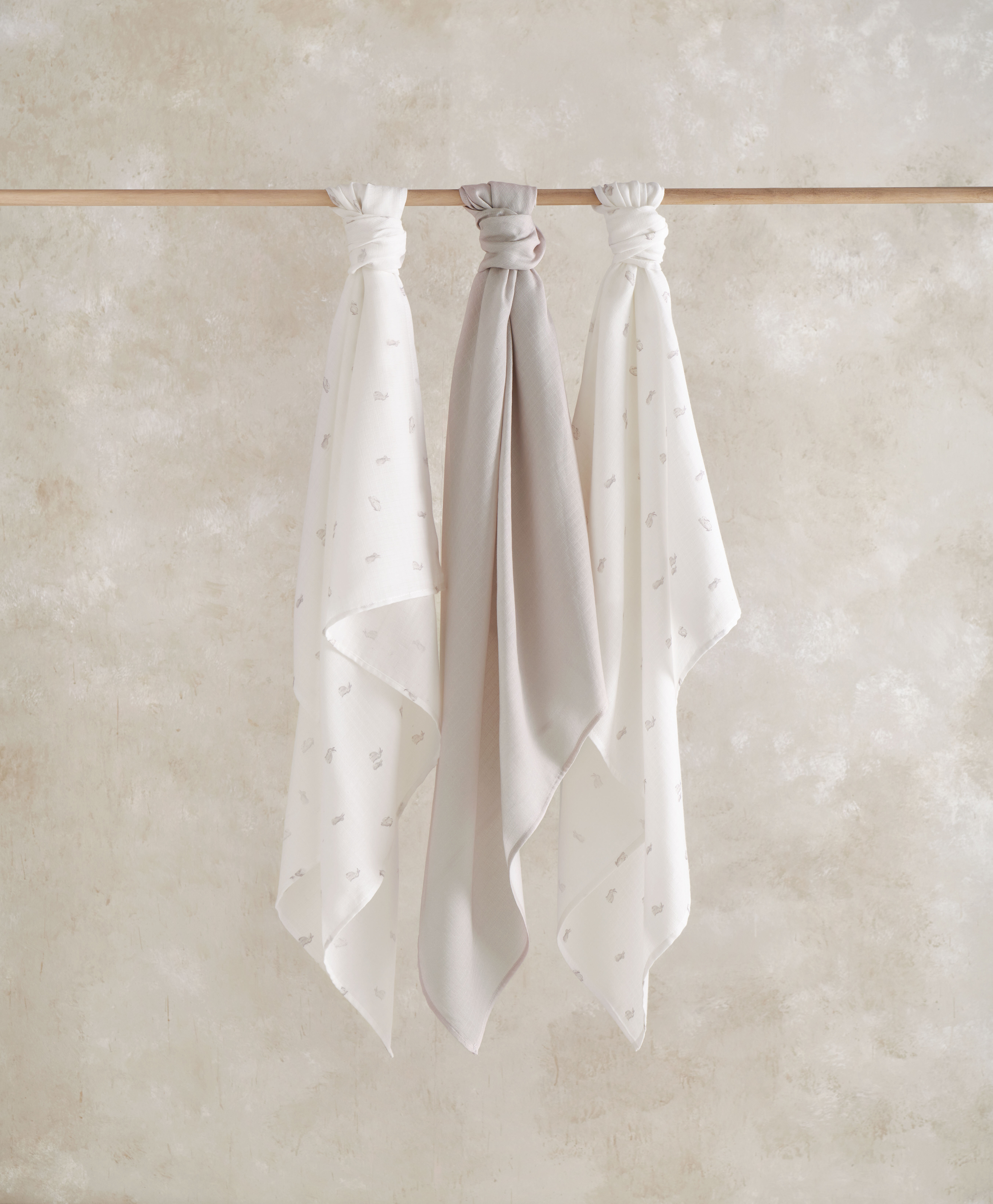 3Pk Muslin Squares Lrg - Bunny