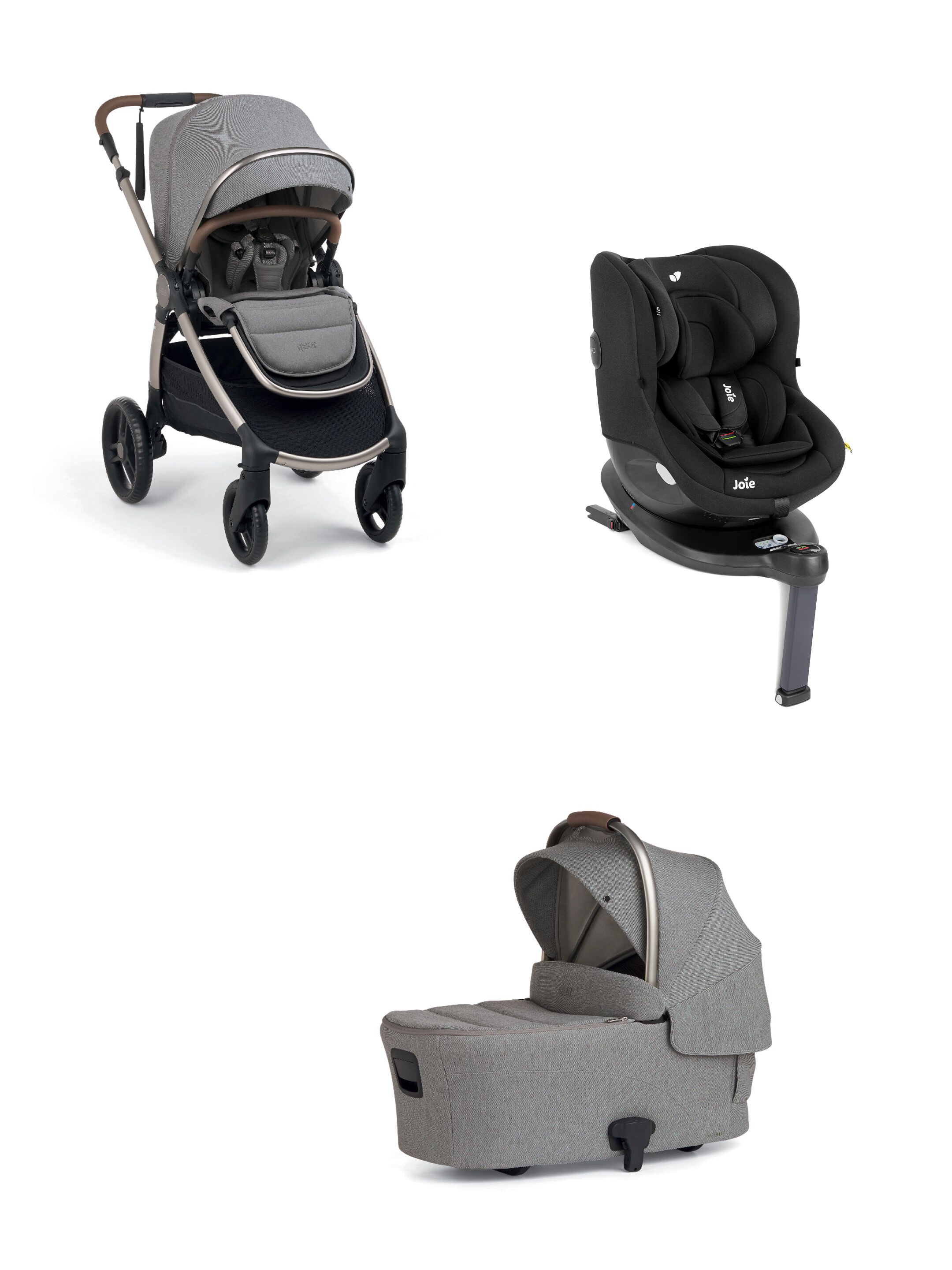 Ocarro 2 Pushchair and Carrycot Bundle with Joie i-Spin 360 Car Seat (3 Pieces) Shale  - Heritage image number 1