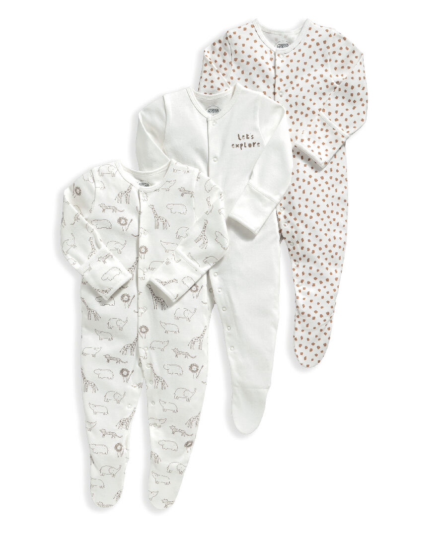3 Pack Safari Sleepsuits image number 2