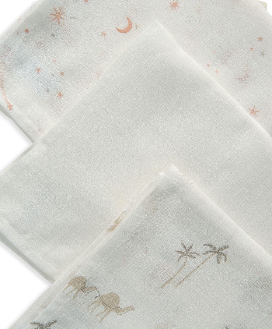 Buy 3 Pack Muslin Squares Camel Pink Swaddle Wraps Mamas & Papas Kuwait