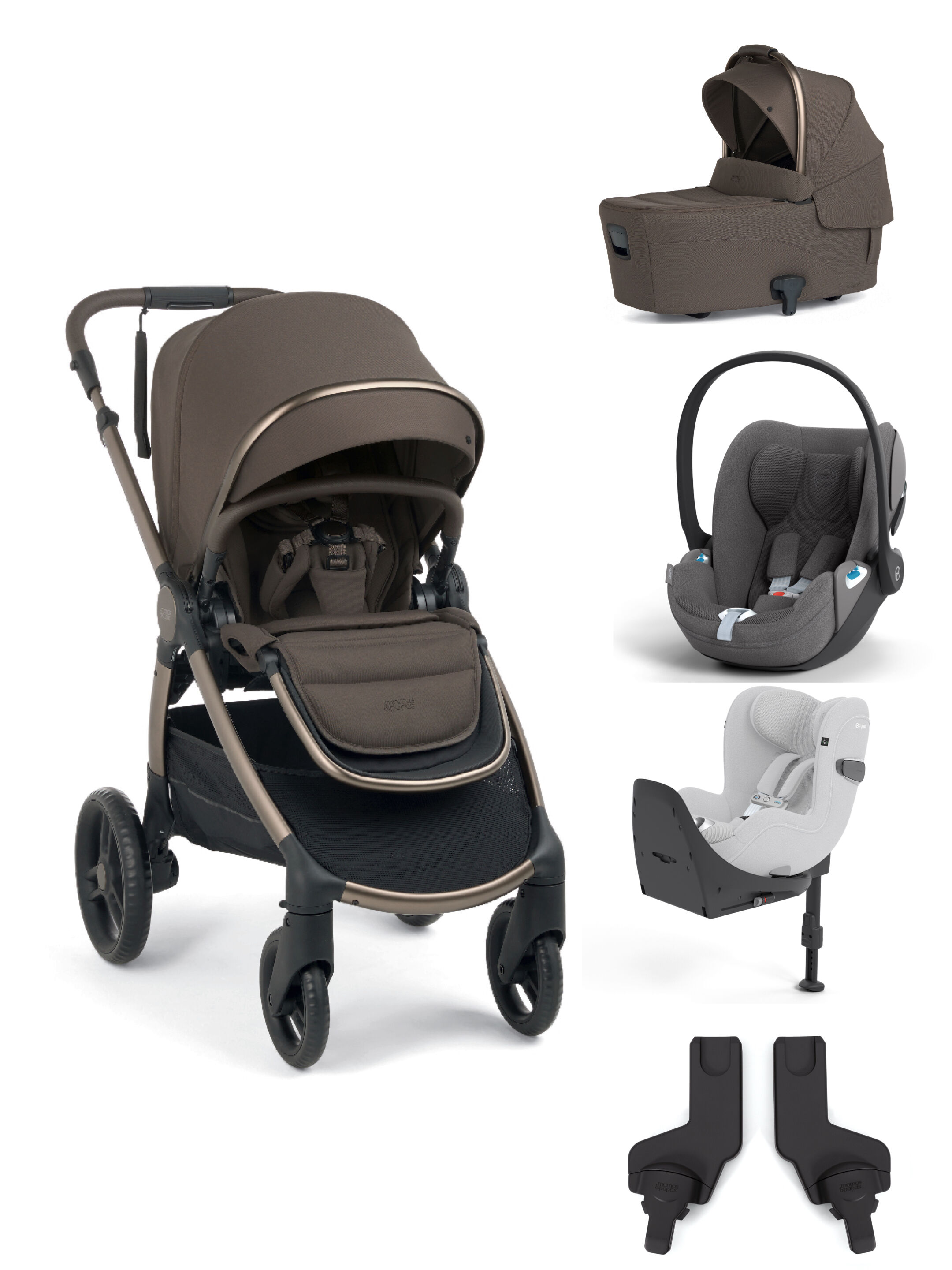 Ocarro 2 Pushchair and Carrycot Bundle with Cybex Cloud T i-Size Plus Car Seat, Adaptor, and Base (5 Pieces) &ndash; Crema image number 1