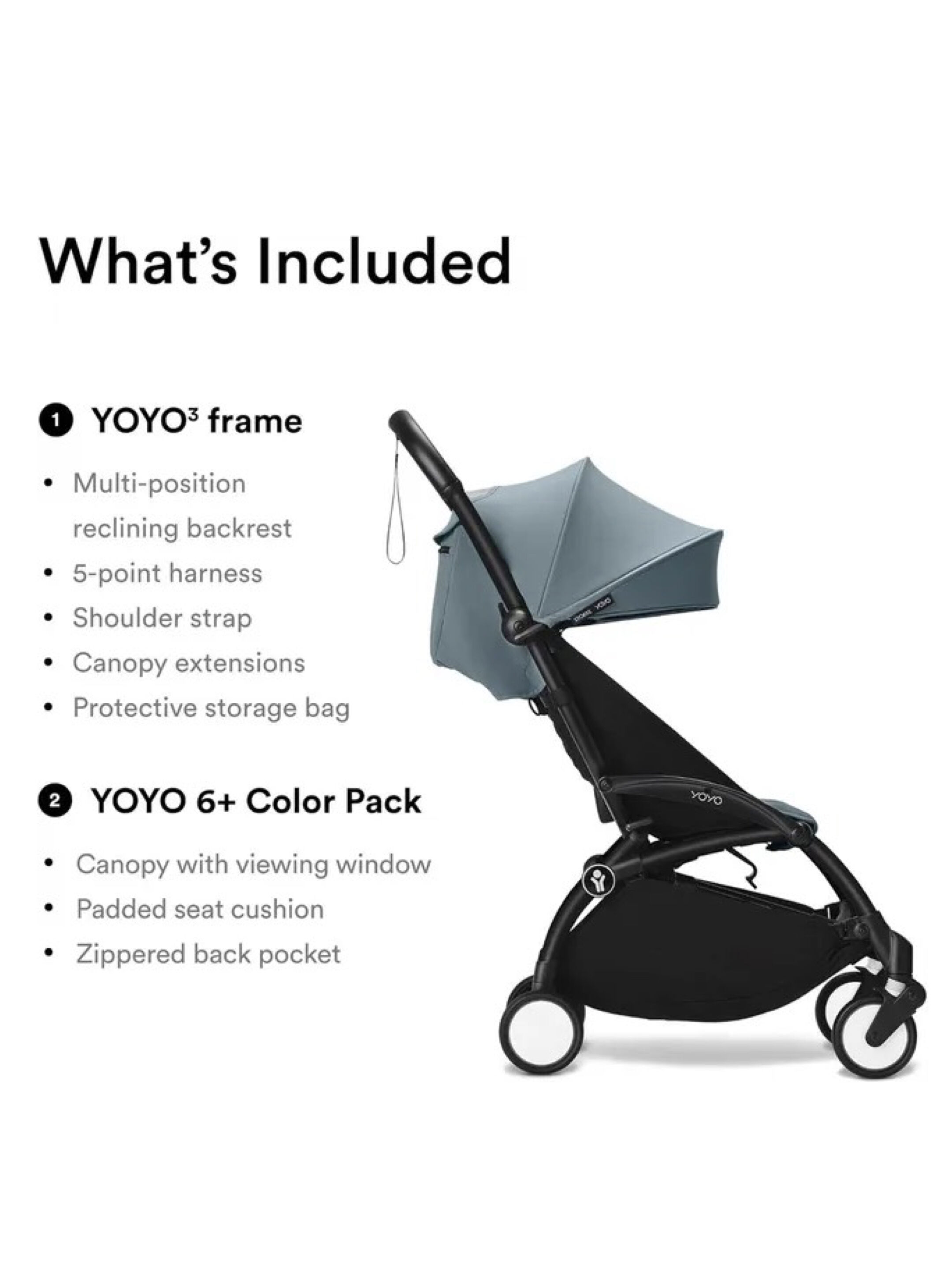 Stokke YOYO3 Black Frame with 6+ Color Pack Aqua (2 Pieces) image number 3