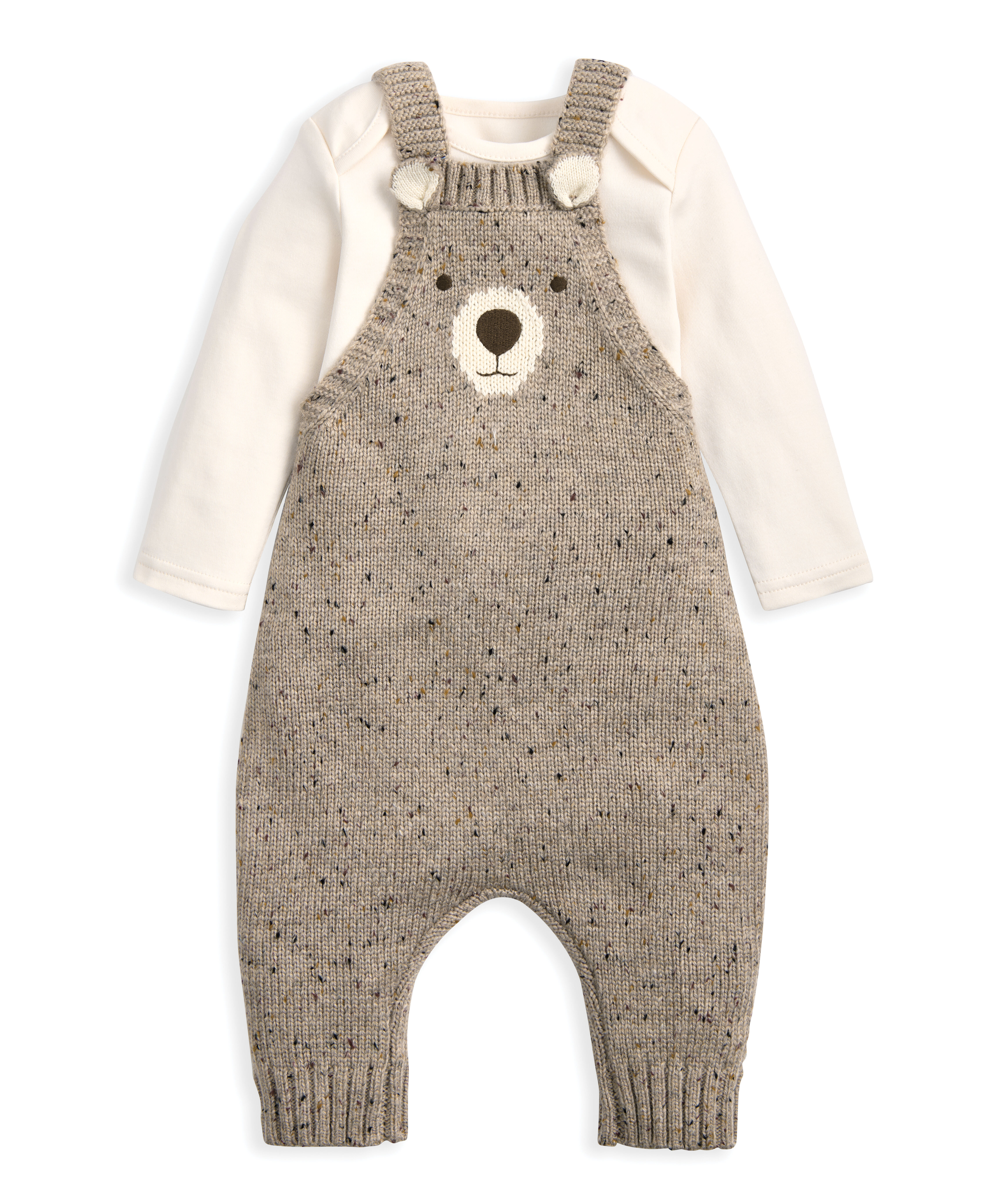 Knitted Bear Dungarees & Bodysuit Set (2 Pieces) image number 2