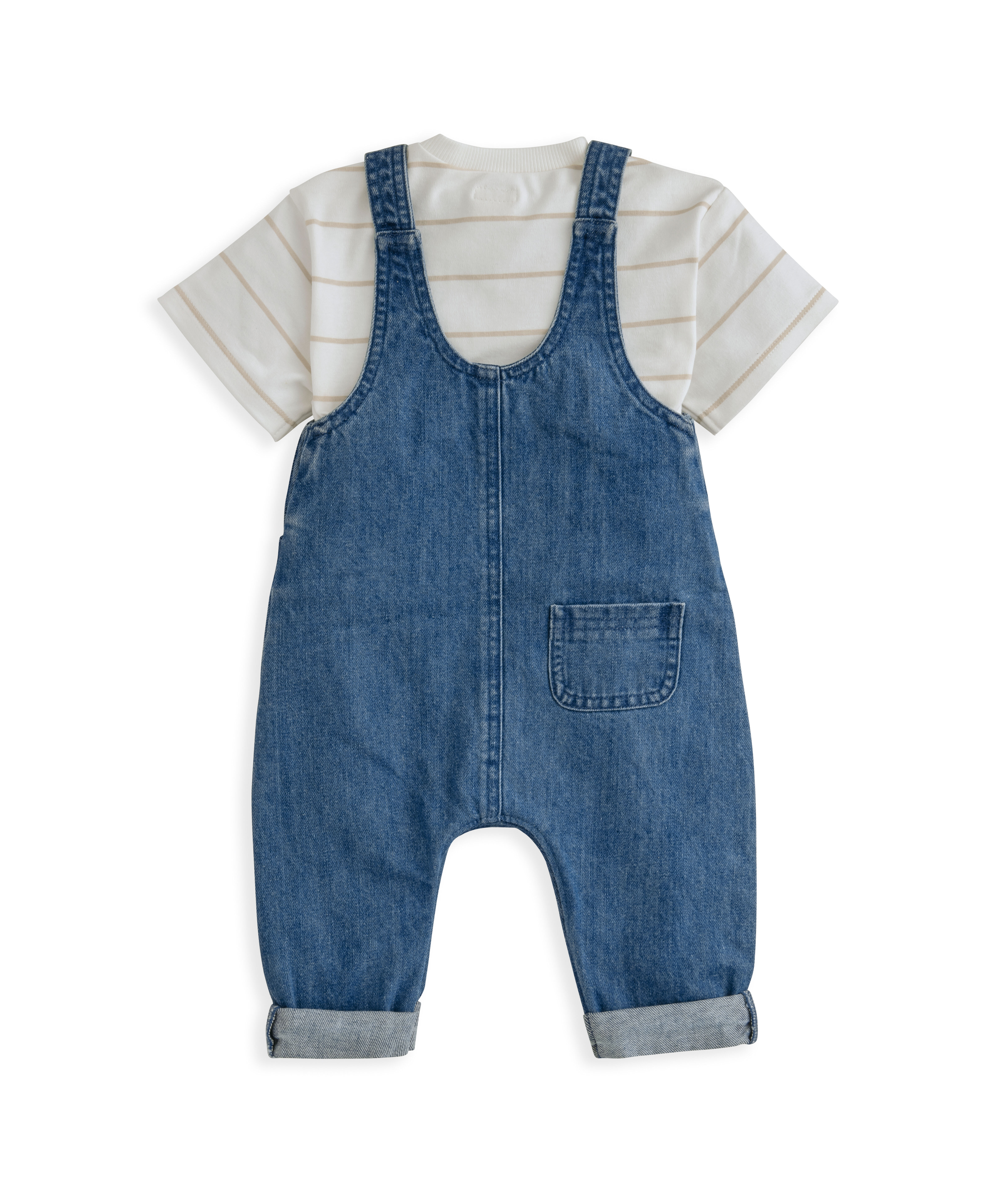 2 Piece T-Shirt & Denim Dungaree Set image number 3