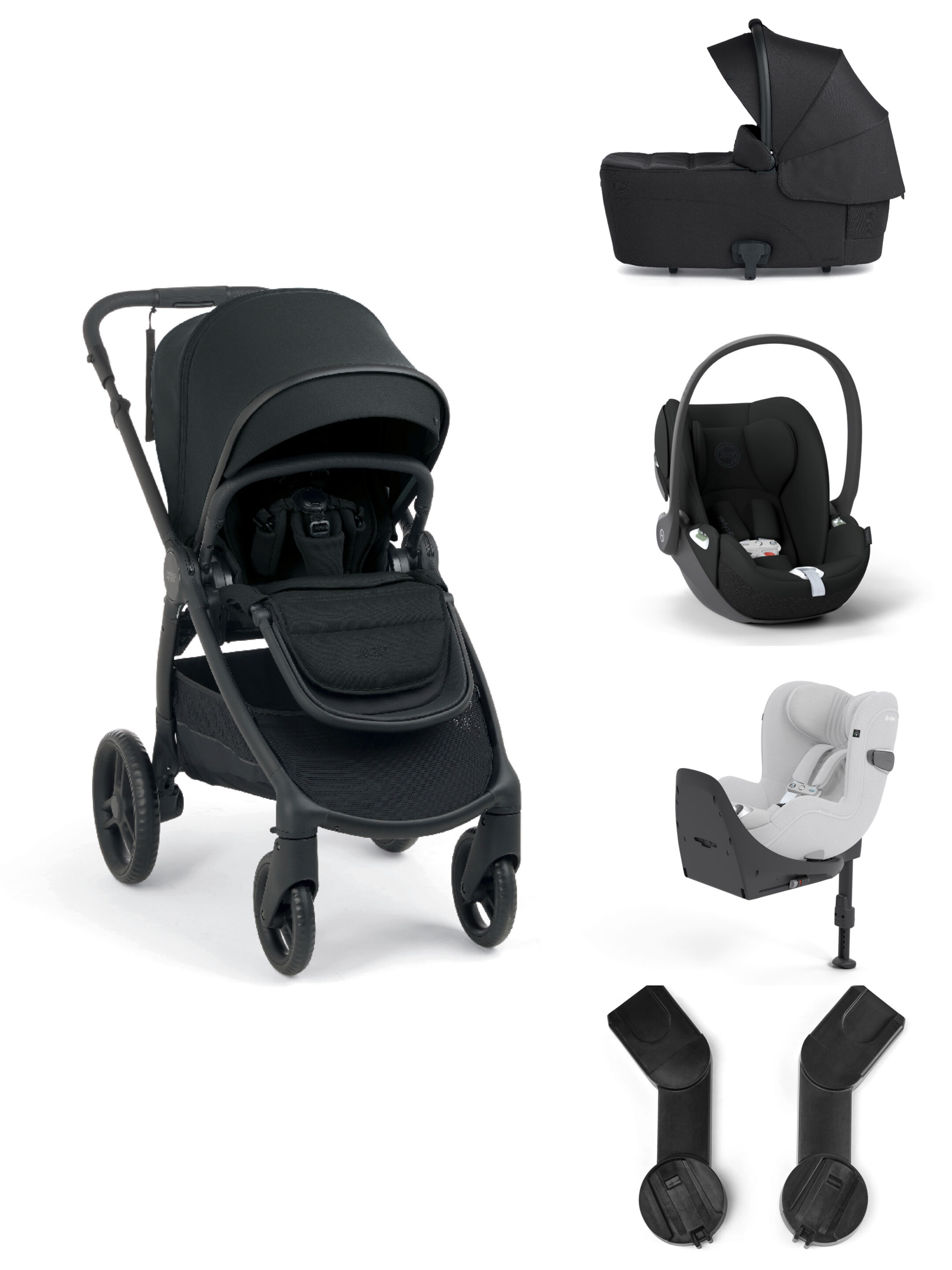 Ocarro 2 Pushchair and Carrycot Bundle with Cybex Cloud T i-Size Car Seat and Base (5Pieces) - Eclipse
