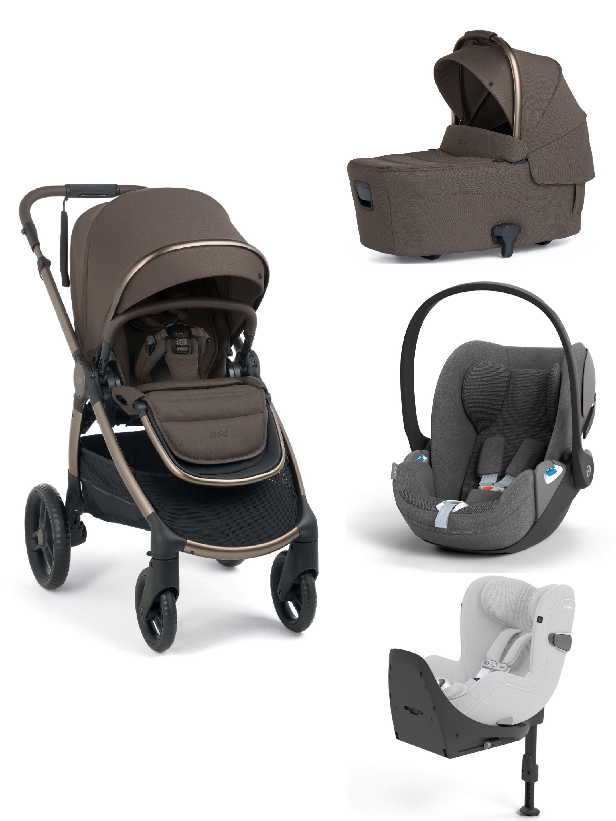 Ocarro 2 Pushchair and Carrycot Bundle with Cybex Cloud T i-Size Plus Car Seat and Base (4 Pieces) - Crema image number 1