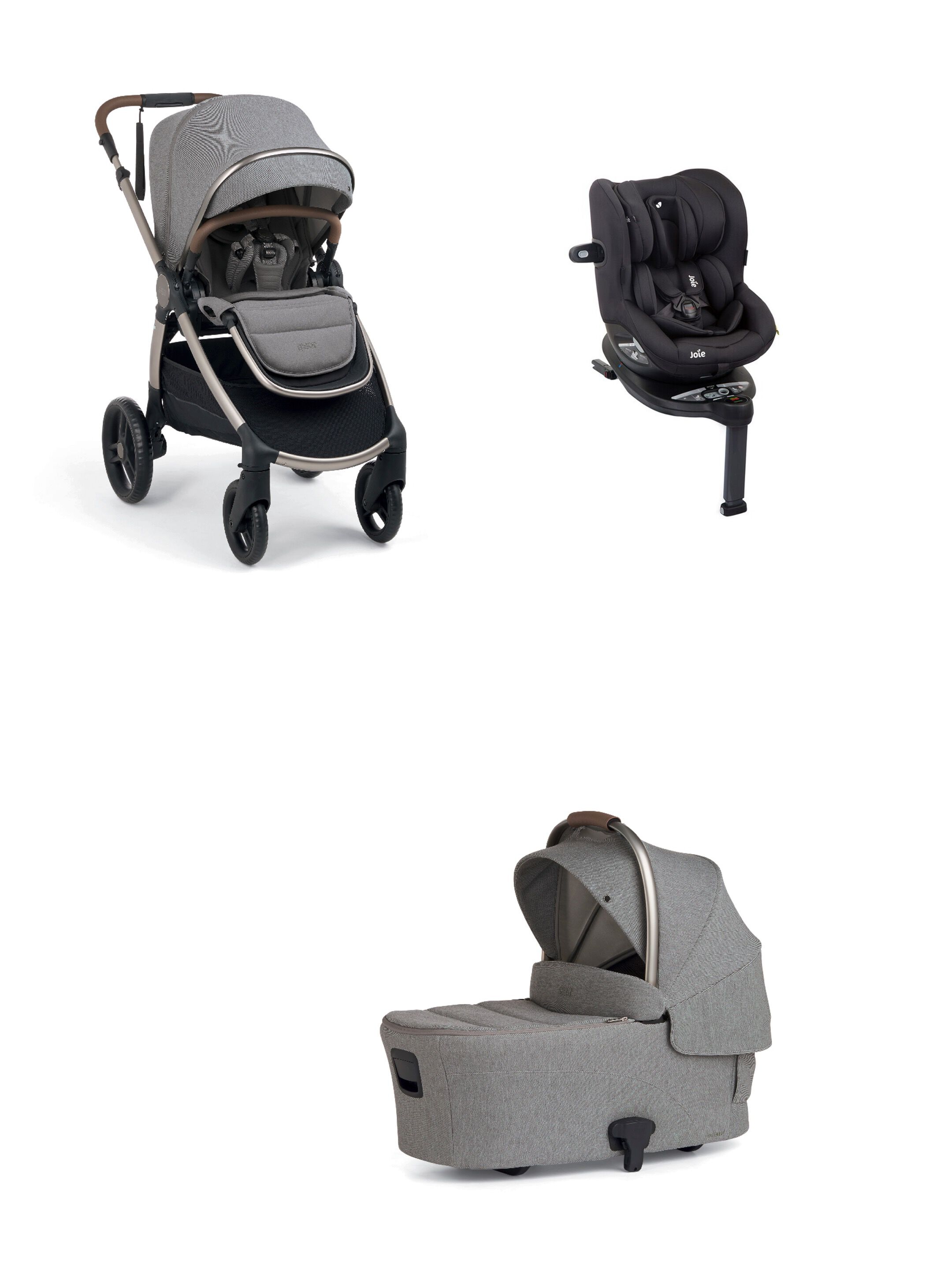 Ocarro 2 Pushchair and Carrycot Bundle with Joie i-Spin 360 Car Seat (3 Pieces) Coal - Heritage image number 1