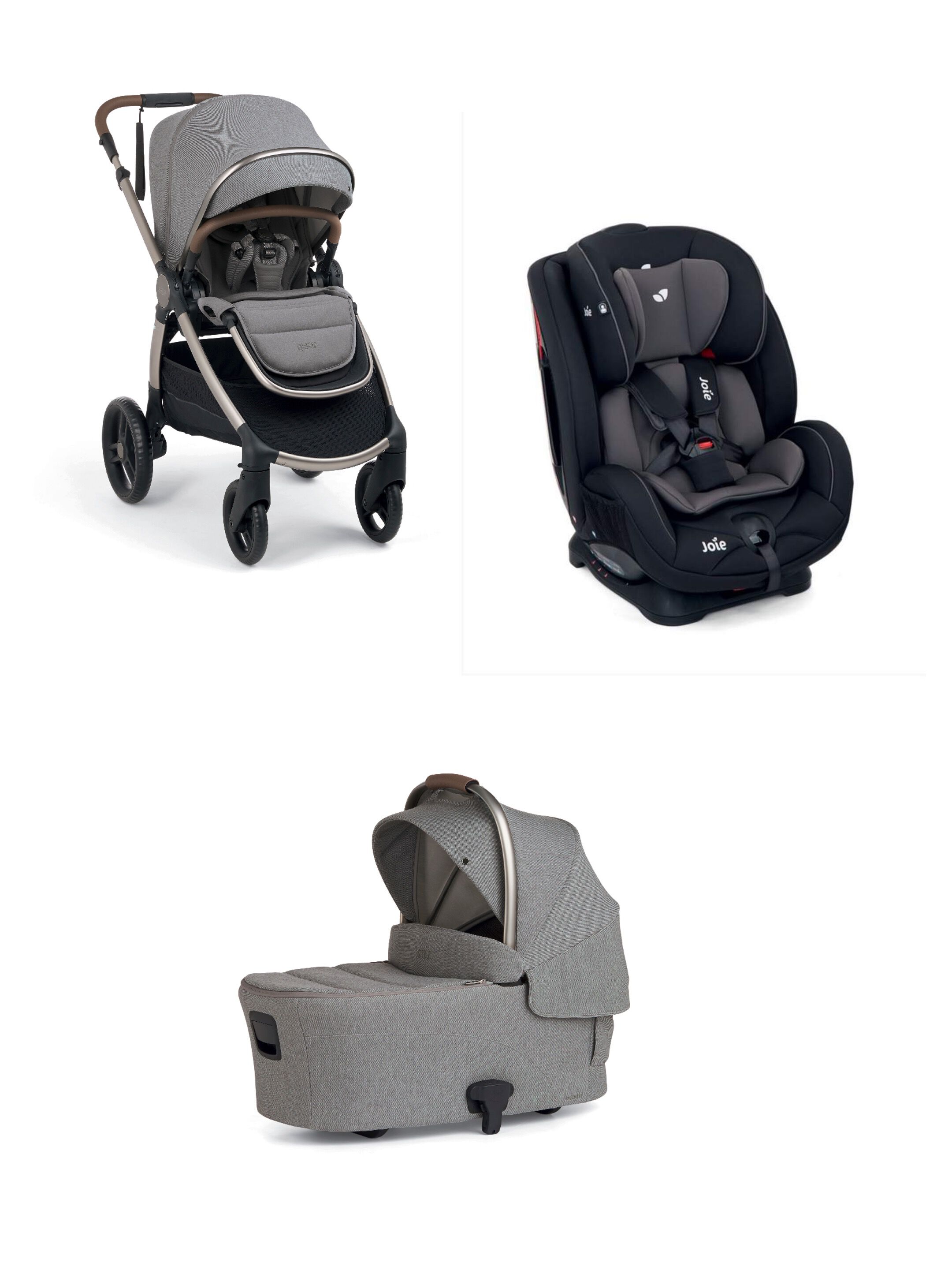 Ocarro 2 Pushchair and Carrycot Bundle with Joie Stages Adjustable Baby to Child Car Seat (3 Pieces) Coal - Heritage image number 1