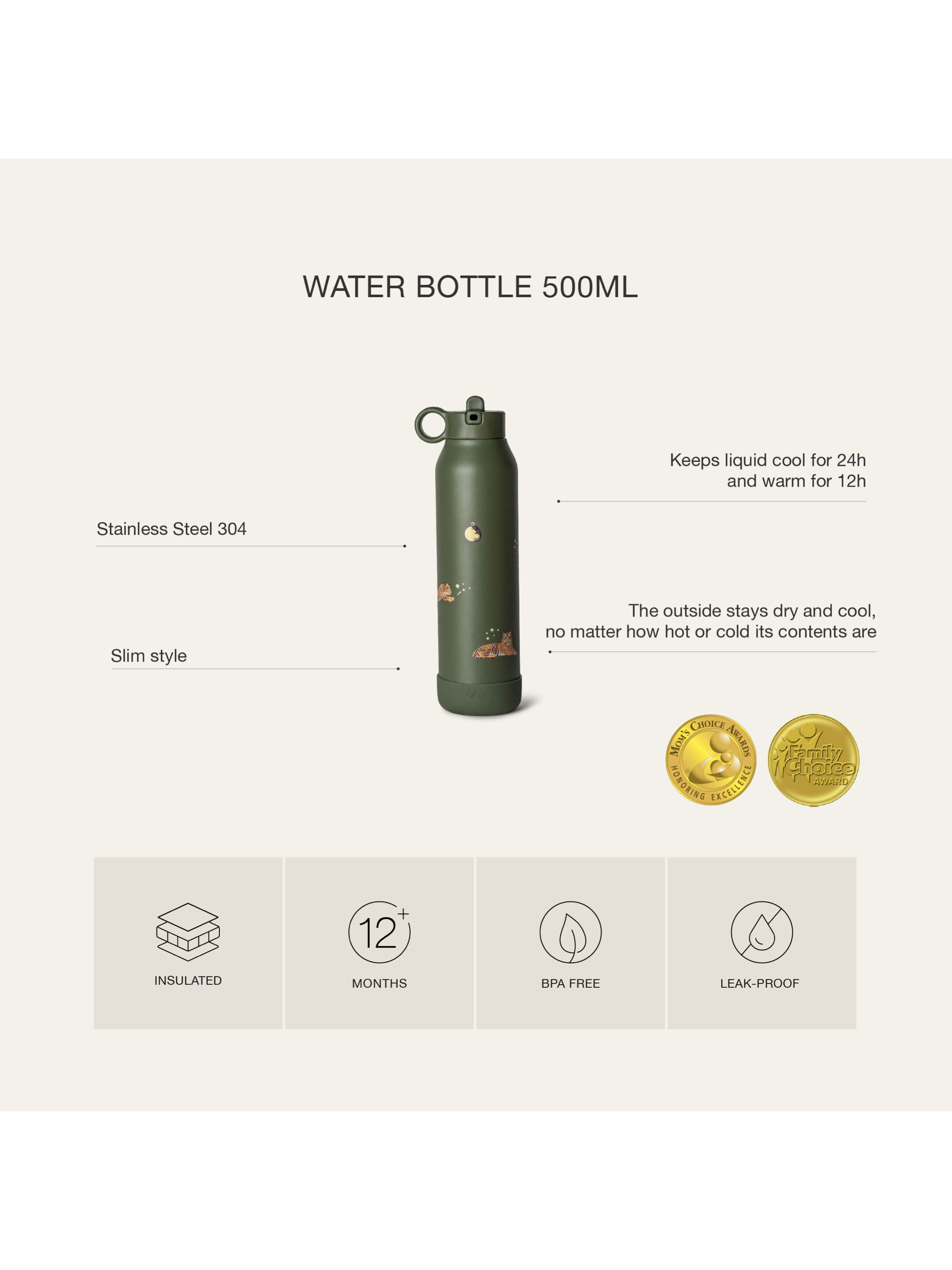 Stainless Steel Water Bottle 500ml - Vehicles image number 4