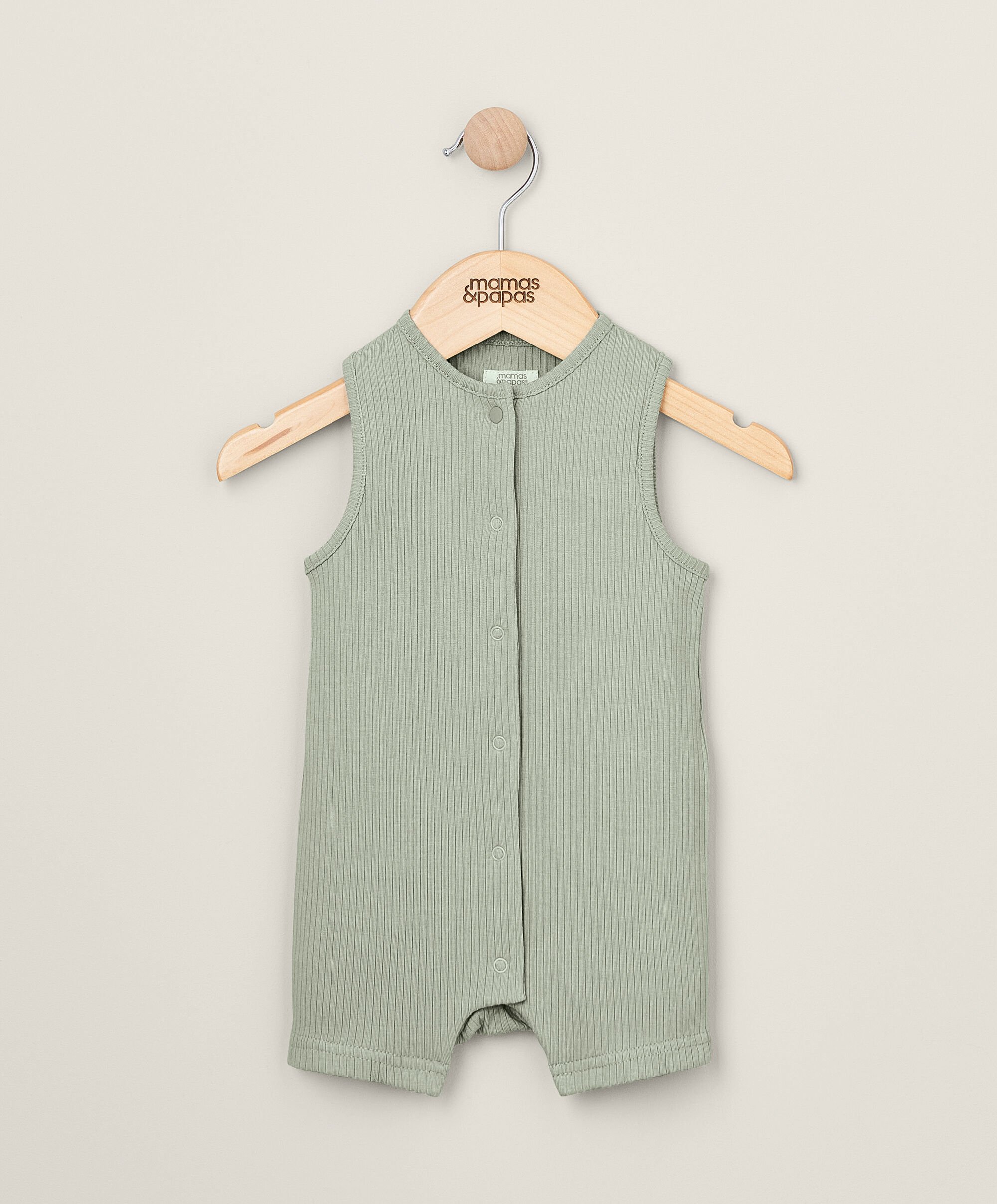 Ribbed Sleeveless Romper - Sage Green image number 1