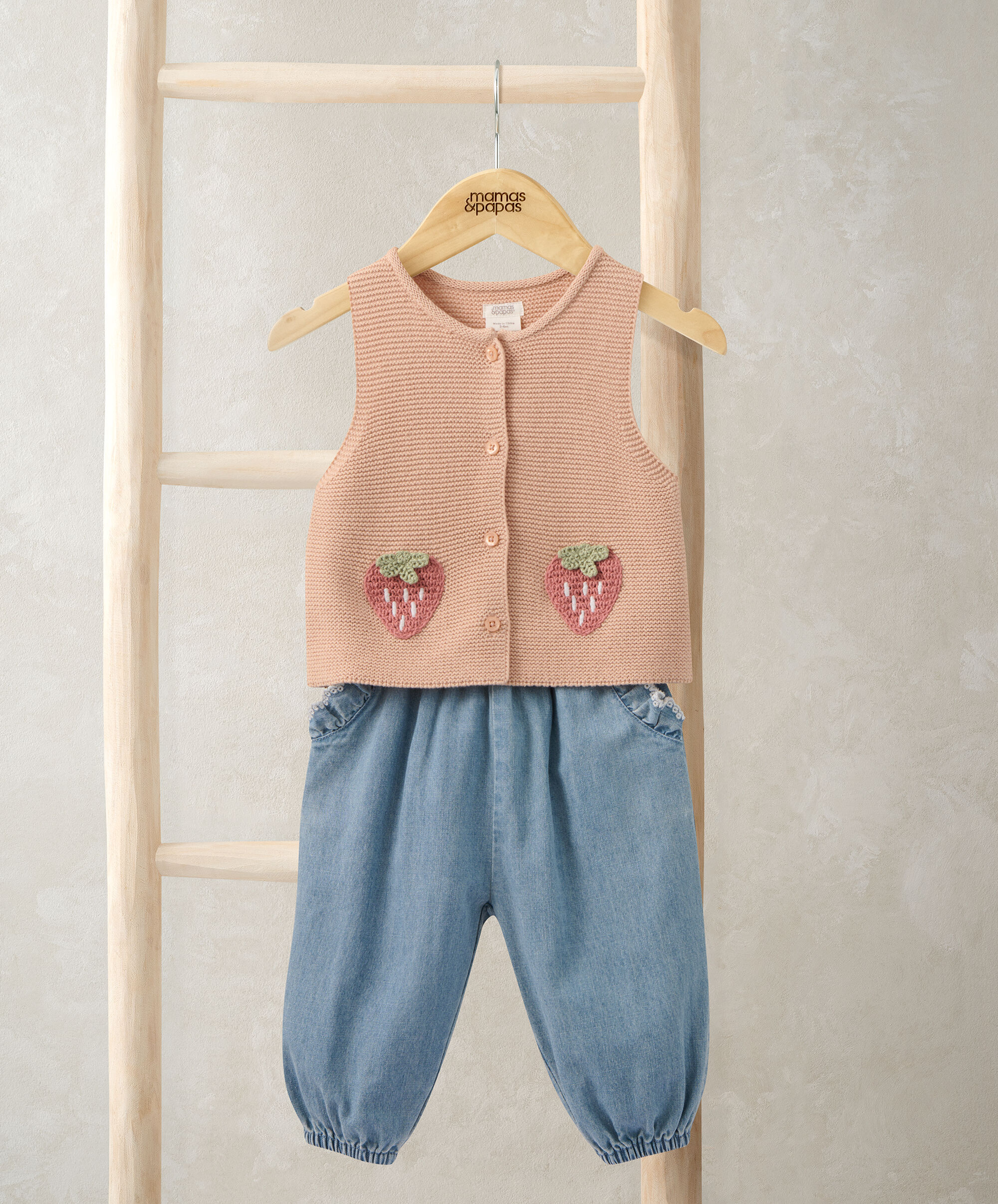 Knitted Waistcoat & Denim Trousers 