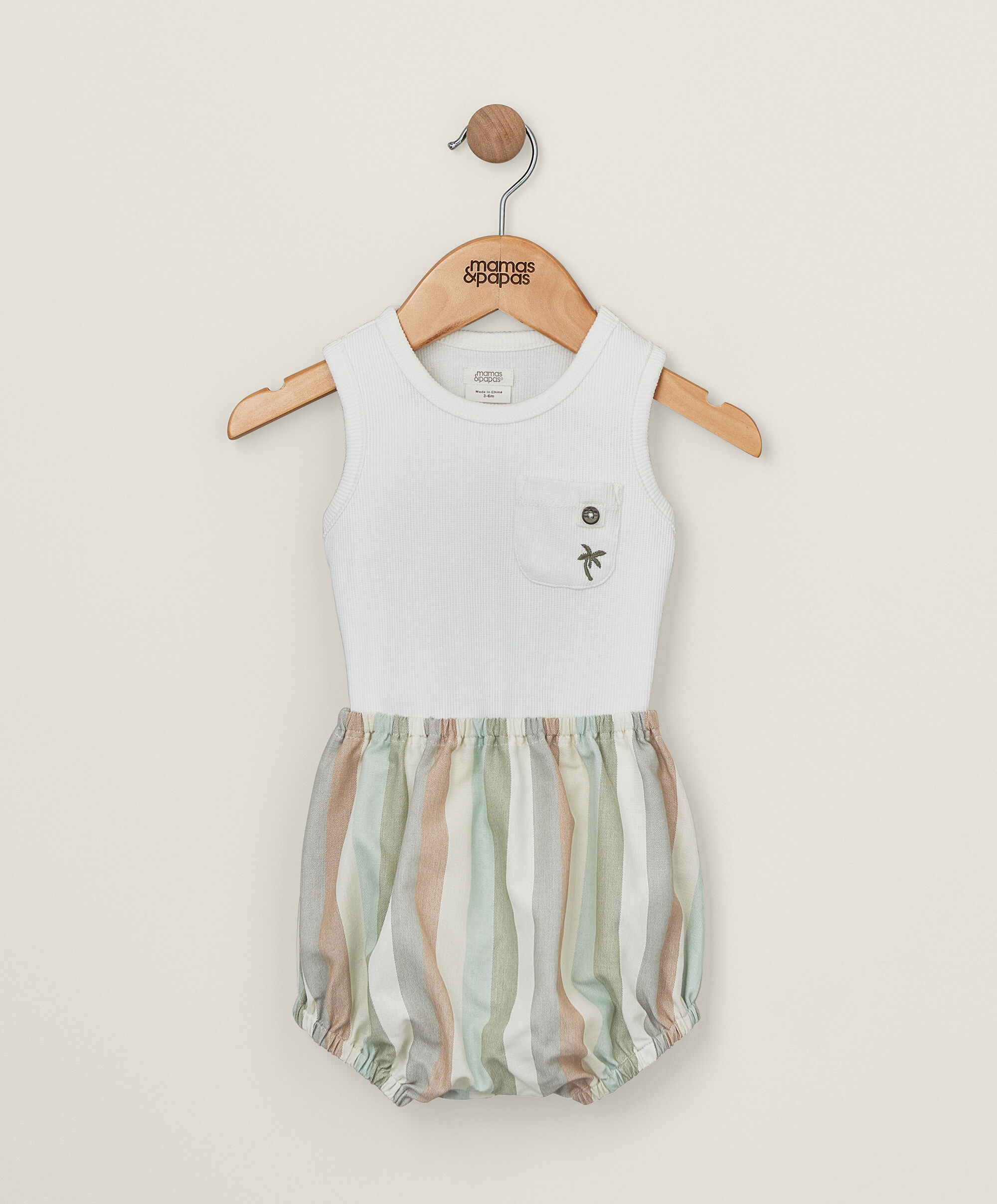2 Piece Vest Bodysuit & Stripe Bloomer Set