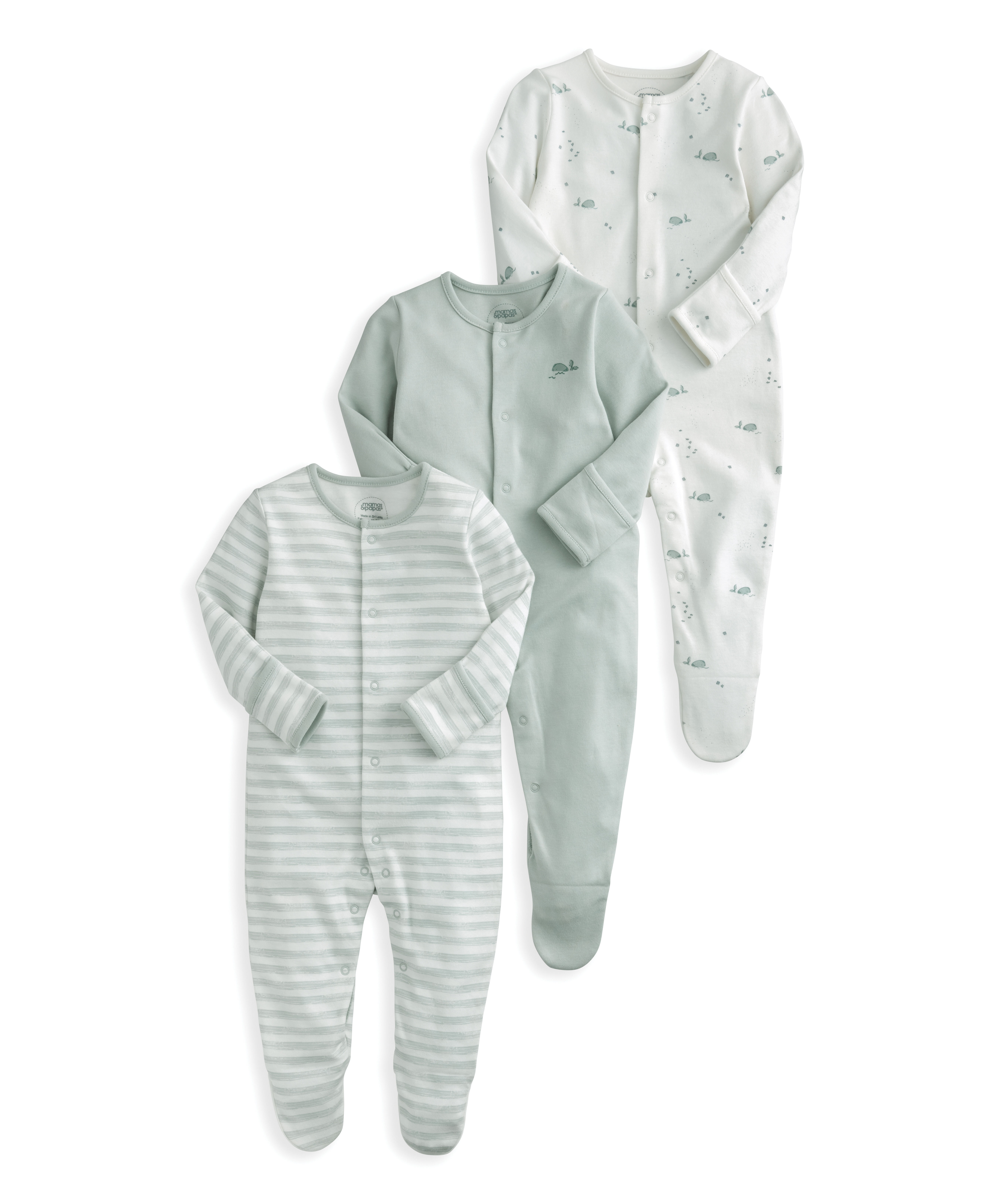 3 Pack Whale Sleepsuits image number 2
