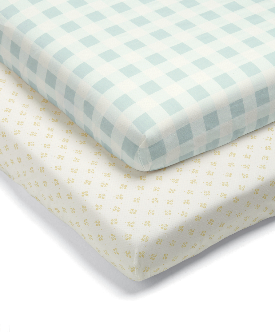 Buy 2 Pack Fitted Sheets Gingham Bedding, Blankets & Pillows